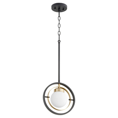 1 Light Pendant, Aged Brass
