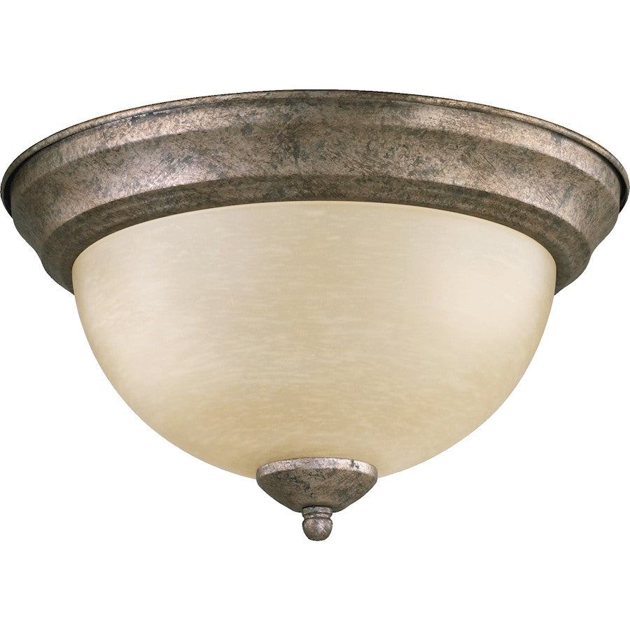 Quorum 2 Light Flush Mount, Mystic Silver