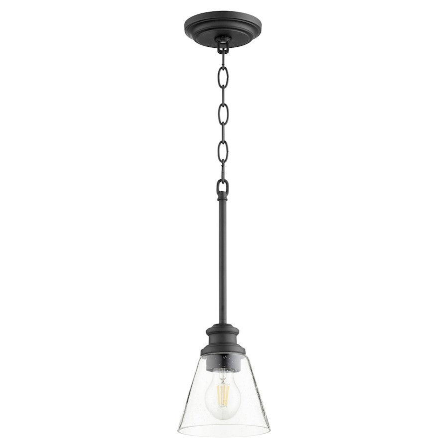 Quorum Dunbar 1 Light Pendant, Noir/Clear Seeded