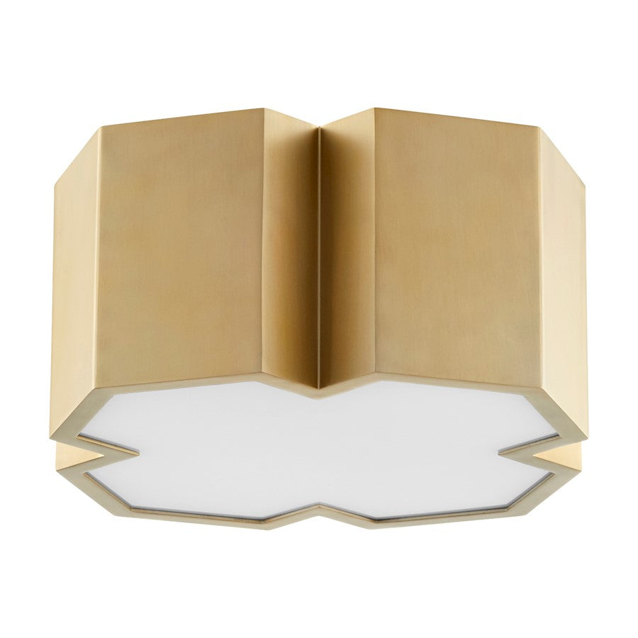 Quorum 2 Light Ceiling Mount, Aged Brass
