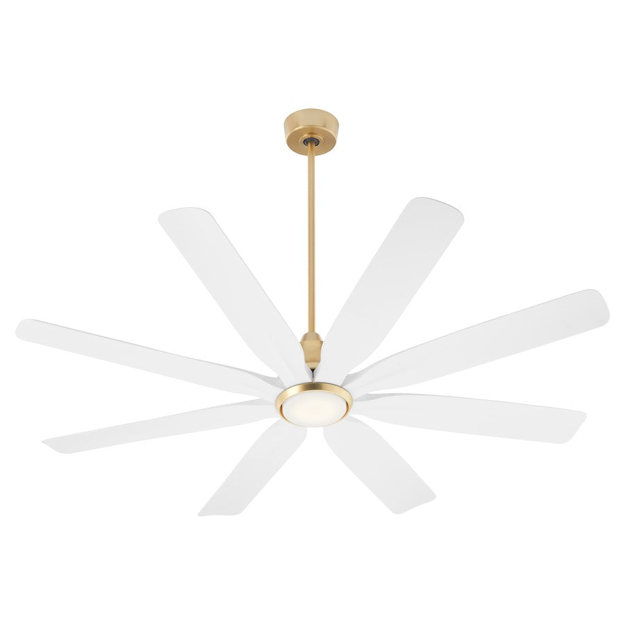 Quorum Rosales 60" 8 Blade Patio Fan, Aged Brass