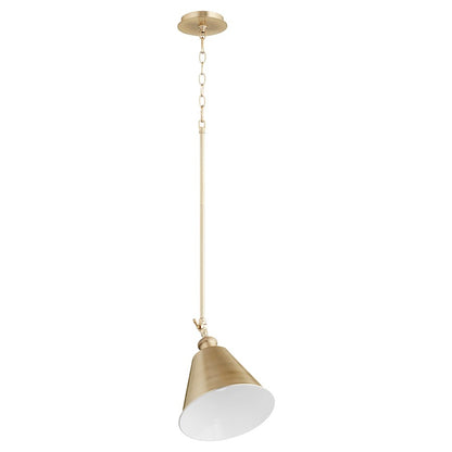 1 Light Metal Cone Pendant, Aged Brass