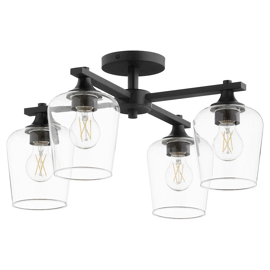 Quorum Veno 4Lt Ceiling Mount, Matte Black/Clear - 358-4-59