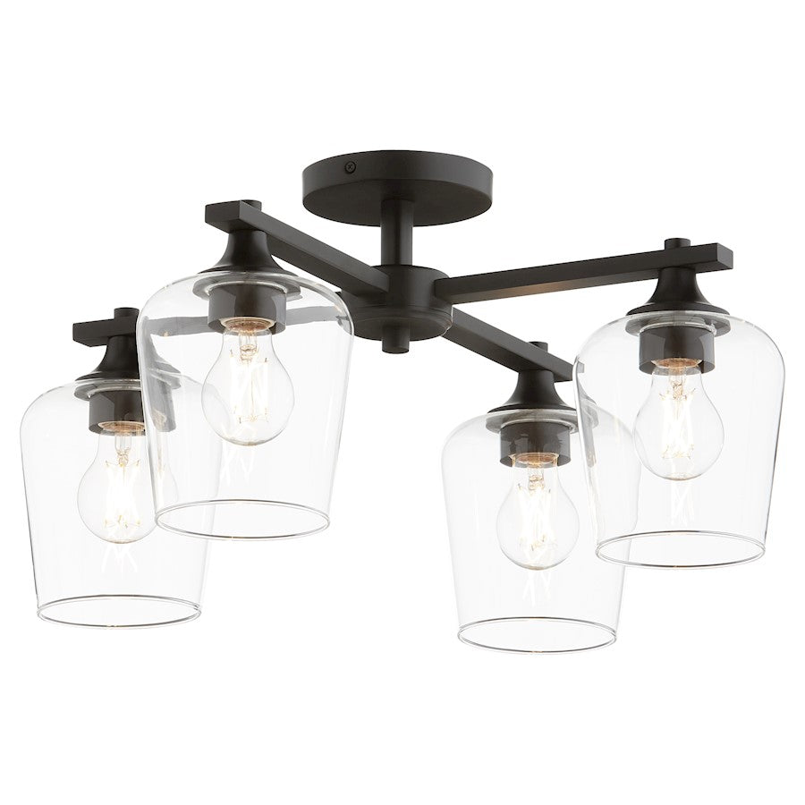 Quorum Veno 4Lt Ceiling Mount, Matte Black/Clear