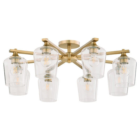 Quorum Veno 8Lt Ceiling Mount, Aged Brass/Clear - 358-8-80