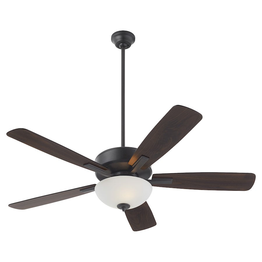 Quorum Ovation Satin Opal Bowl Ceiling Fan, Matte Black
