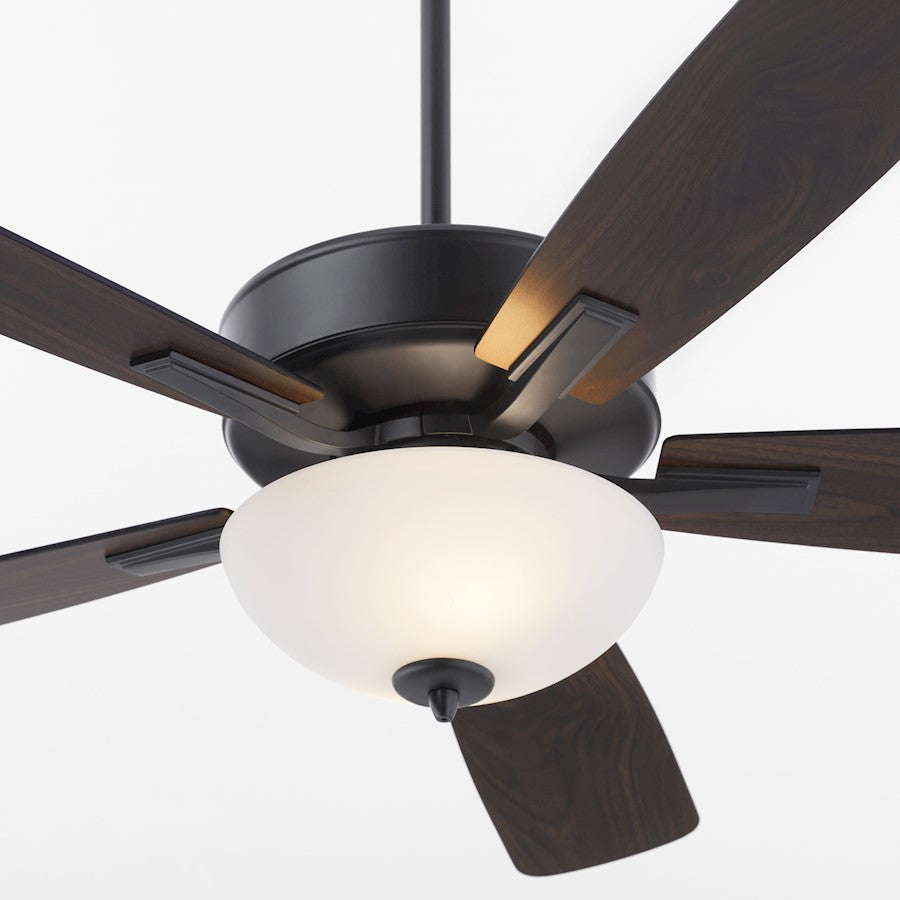 Quorum Ovation Satin Opal Bowl Ceiling Fan, Matte Black