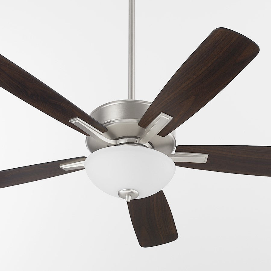 Quorum Ovation Satin/Opal Bowl Ceiling Fan, Satin Nickel