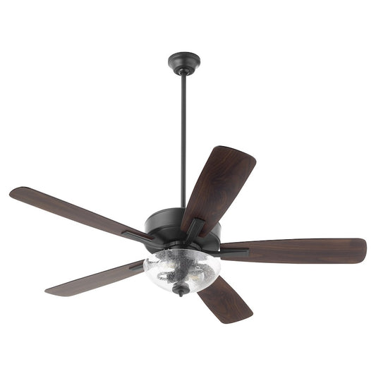 Quorum Ovation Clear/Seeded Bowl Ceiling Fan, Matte Black - 4525-22159