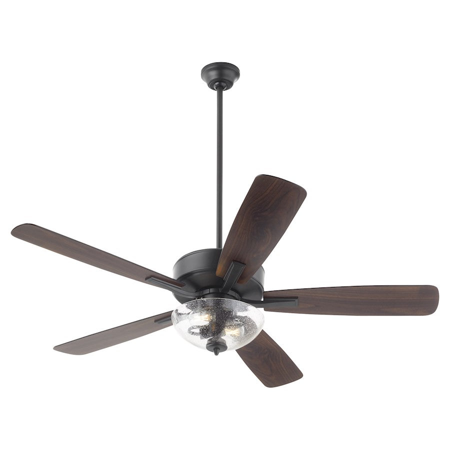 Quorum Ovation Clear/Seeded Bowl Ceiling Fan, Matte Black