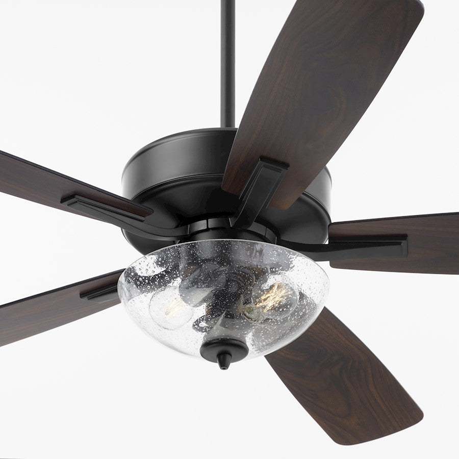 Quorum Ovation Clear/Seeded Bowl Ceiling Fan, Matte Black