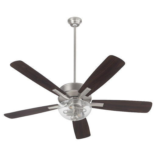 Quorum Ovation Clear/Seeded Bowl Ceiling Fan, Satin Nickel - 4525-22165