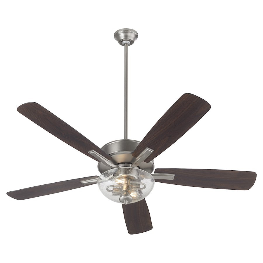 Quorum Ovation Clear/Seeded Bowl Ceiling Fan, Satin Nickel