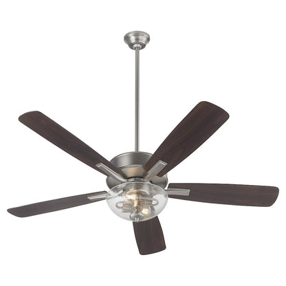 Quorum Ovation Clear/Seeded Bowl Ceiling Fan, Satin Nickel