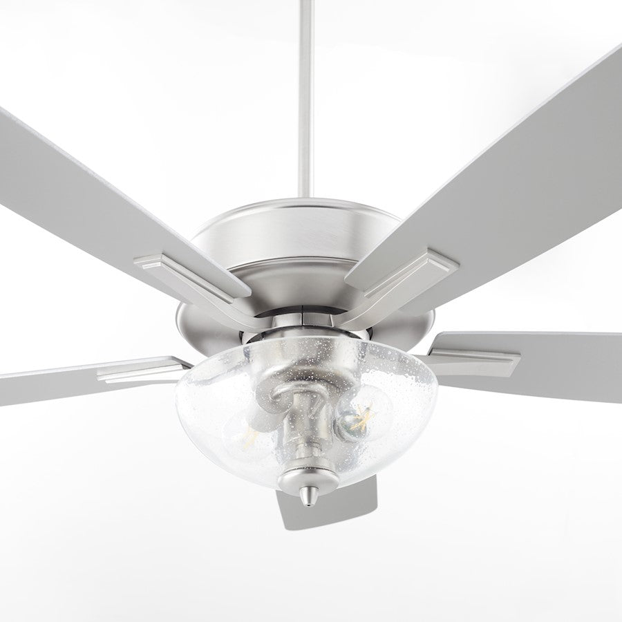 Quorum Ovation Clear/Seeded Bowl Ceiling Fan, Satin Nickel