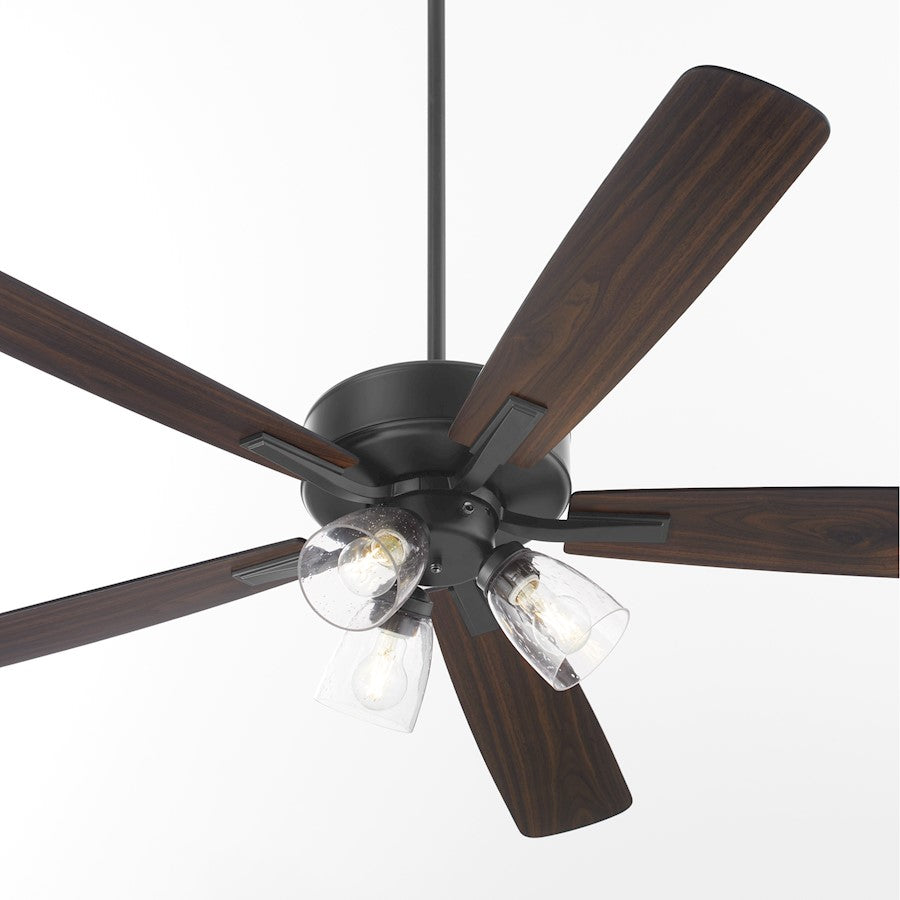 Quorum Ovation 3Lt Clear/Seeded Ceiling Fan, Matte Black