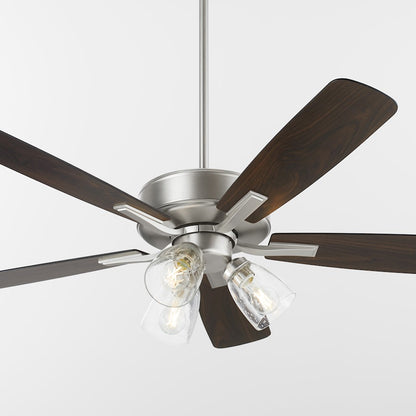Quorum Ovation 3Lt Clear/Seeded Ceiling Fan, Satin Nickel