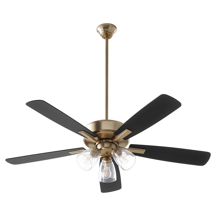 Quorum Ovation 3 Light Ceiling Fan, Aged Brass