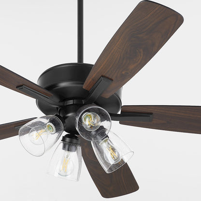 Quorum Ovation 4Lt Clear/Seeded Ceiling Fan, Matte Black
