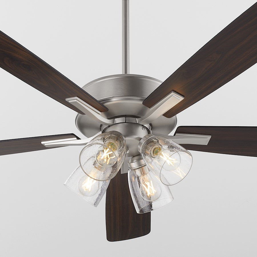 Quorum Ovation 4Lt Clear/Seeded Ceiling Fan, Satin Nickel