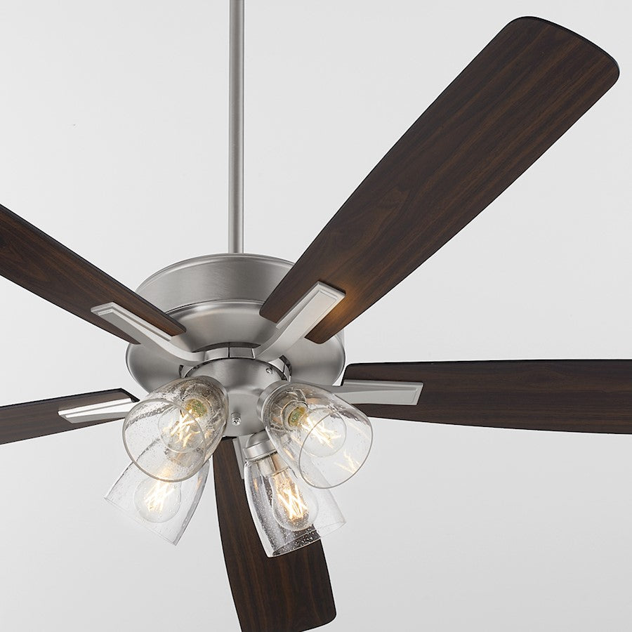 Quorum Ovation 4Lt Clear/Seeded Ceiling Fan, Satin Nickel