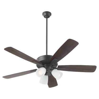 Quorum Ovation 3Lt Satin Opal Ceiling Fan, Matte Black