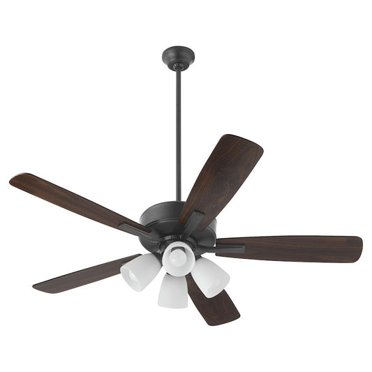 Quorum Ovation 4Lt Satin Opal Ceiling Fan, Matte Black - 4525-4159