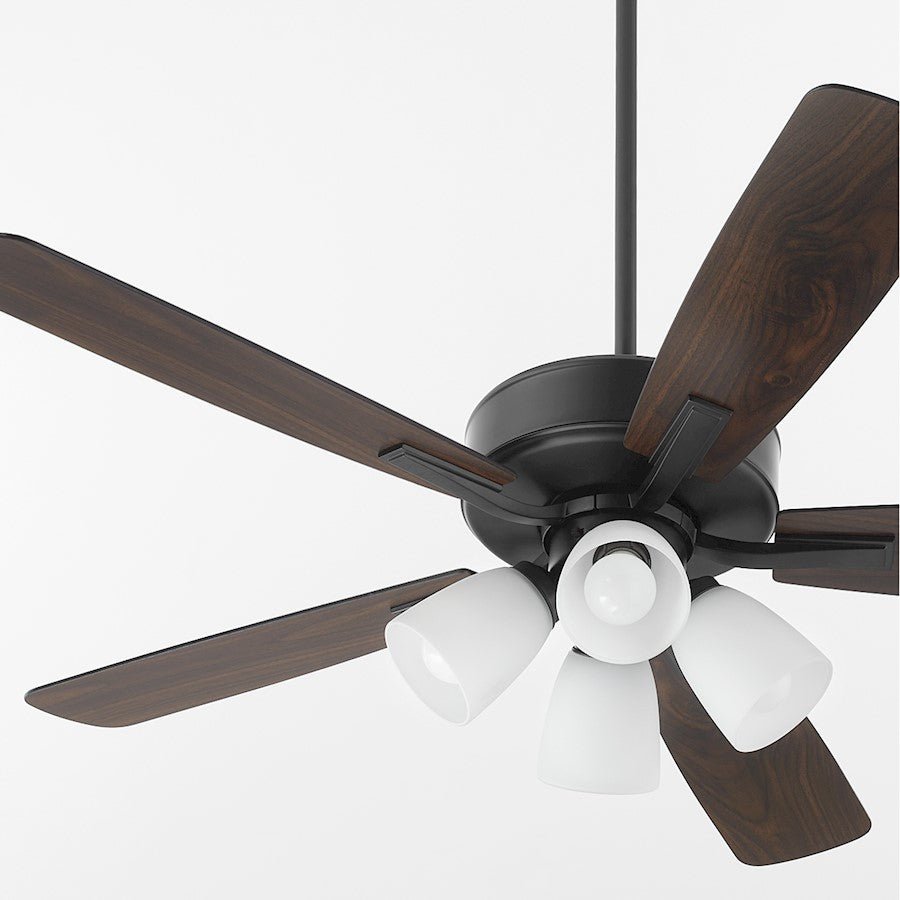 Quorum Ovation 4Lt Satin Opal Ceiling Fan, Matte Black