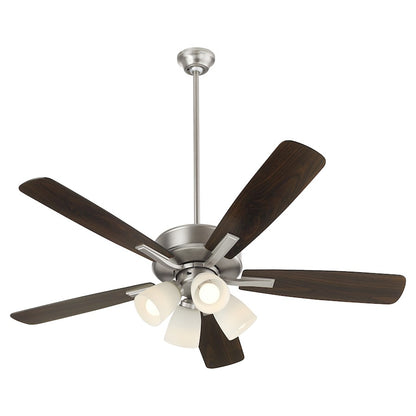 Quorum Ovation 4Lt Satin/Opal Ceiling Fan, Satin Nickel
