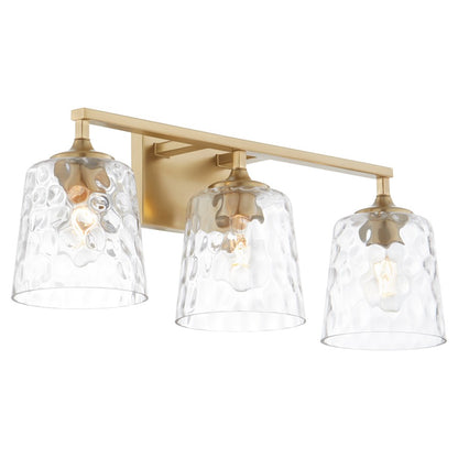 3 Light Bathroom Vanity Light, Aged Brass