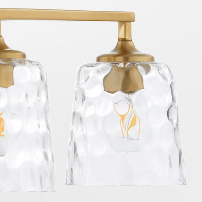 3 Light Bathroom Vanity Light, Aged Brass