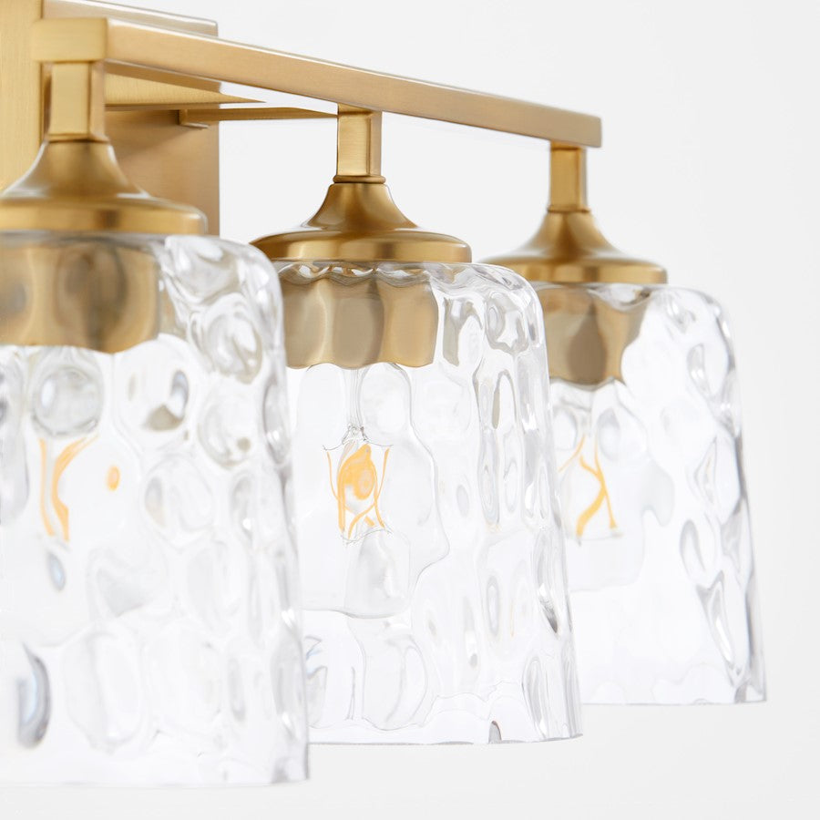 3 Light Bathroom Vanity Light, Aged Brass
