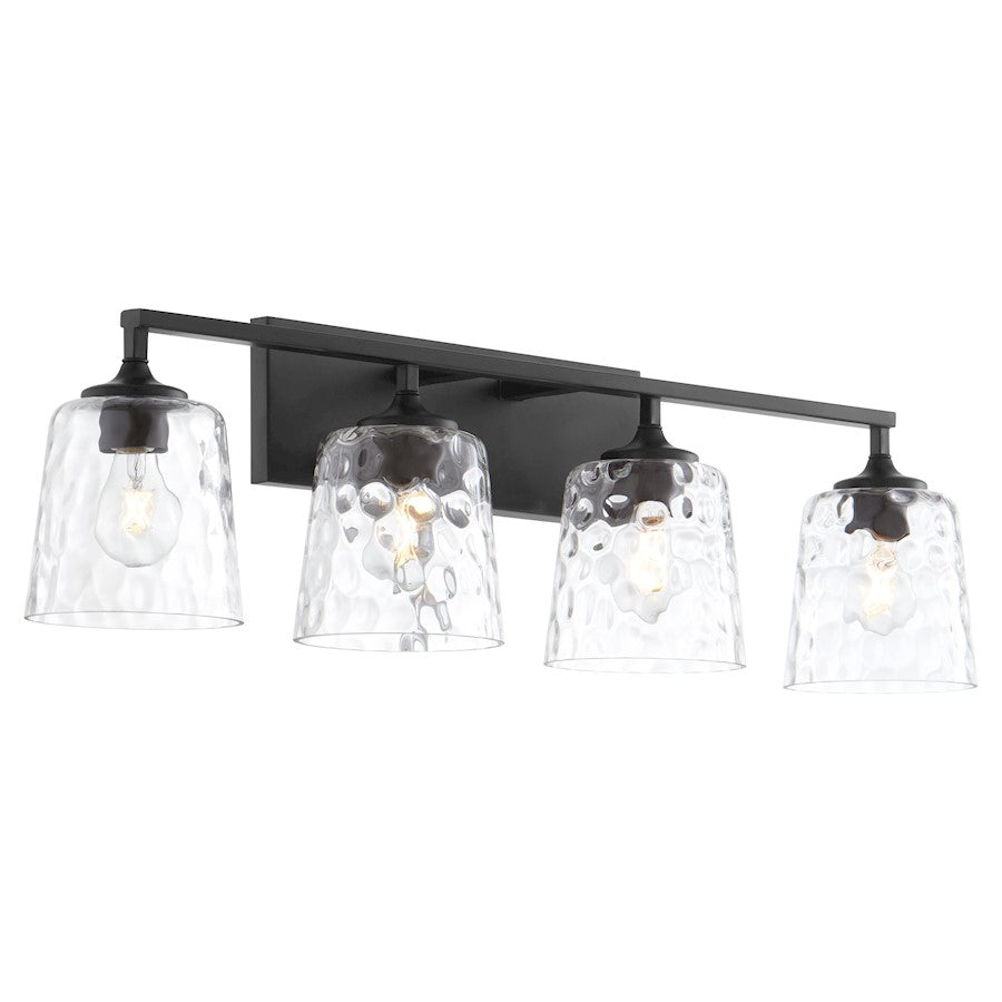 4 Light Bathroom Vanity Light, Matte Black