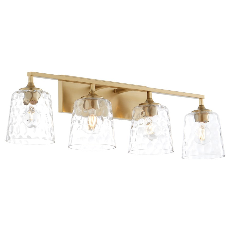 4 Light Bathroom Vanity Light, Aged Brass
