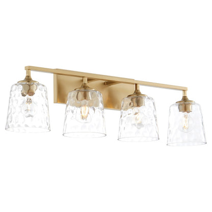 4 Light Bathroom Vanity Light, Aged Brass