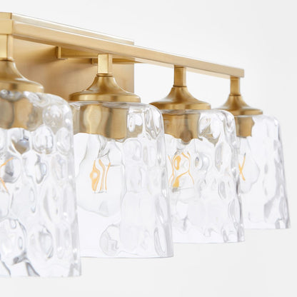 4 Light Bathroom Vanity Light, Aged Brass