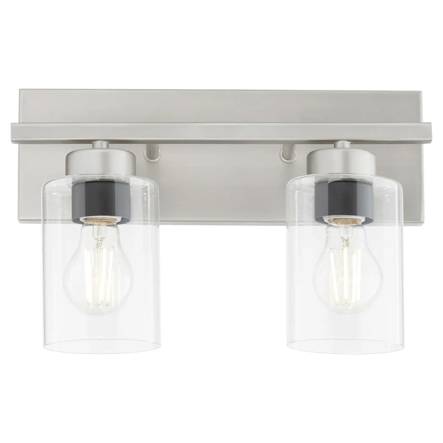 2 Light Bathroom Vanity Light, Satin Nickel