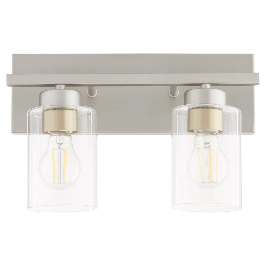 2 Light Bathroom Vanity Light, Satin Nickel