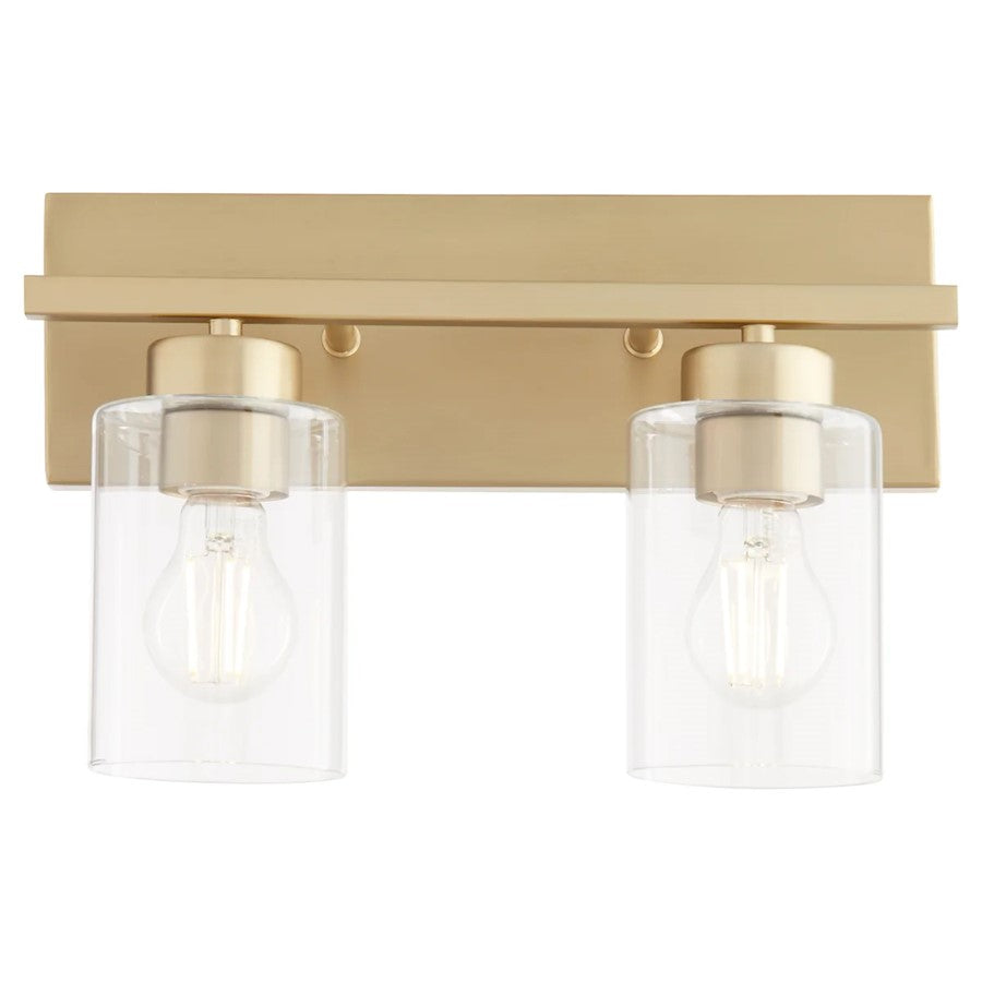 2 Light Bathroom Vanity Light, Aged Brass