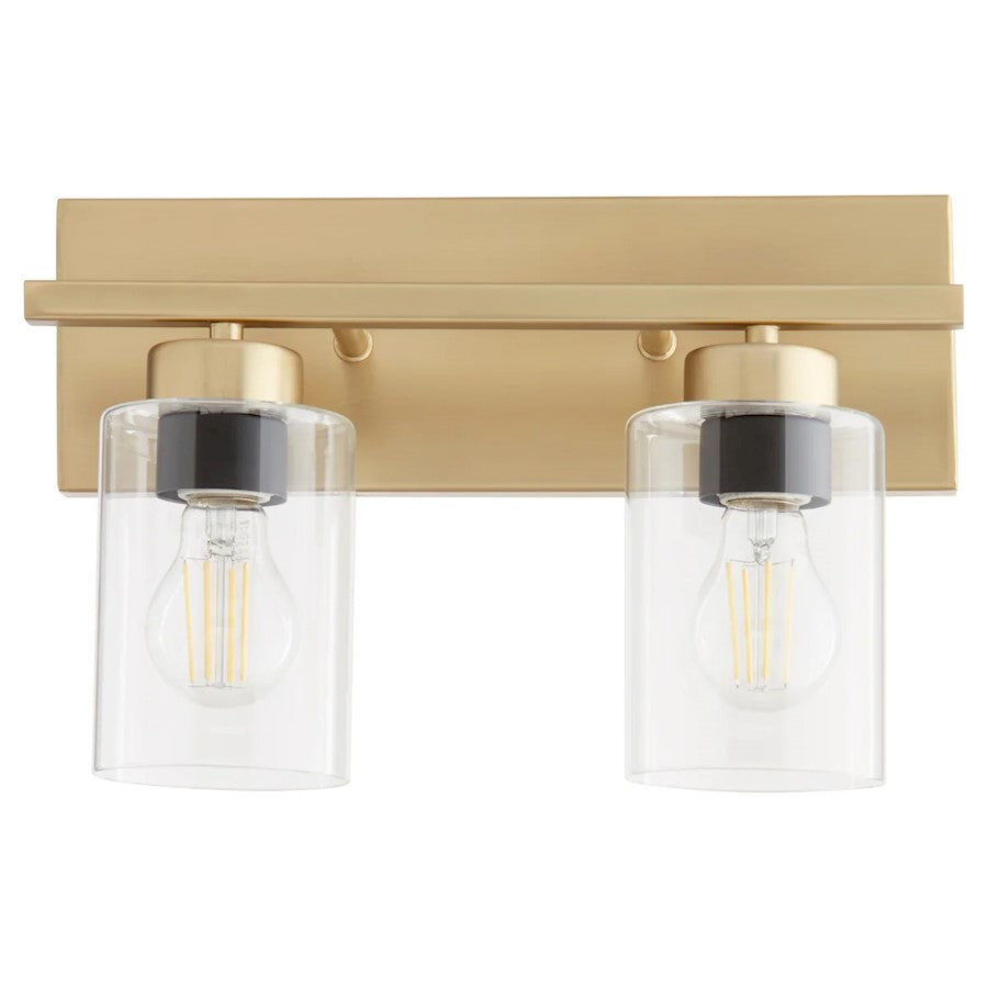 2 Light Bathroom Vanity Light, Aged Brass