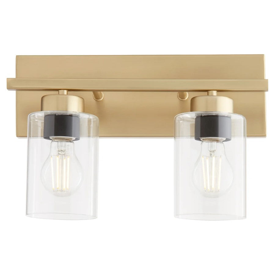 2 Light Bathroom Vanity Light, Aged Brass