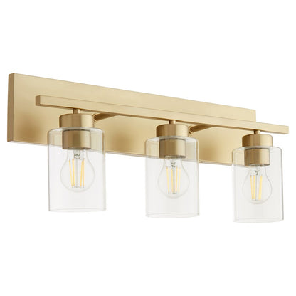 Quorum Carter 3Lt Vanity, Aged Brass/Clear - 5012-3-80