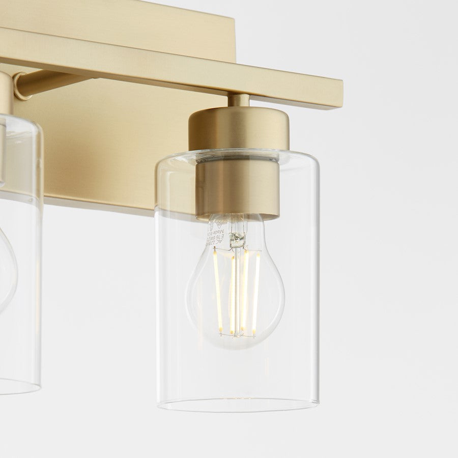 3 Light Bathroom Vanity Light, Aged Brass