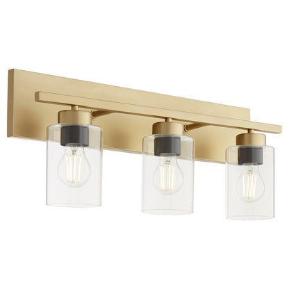 3 Light Bathroom Vanity Light, Aged Brass