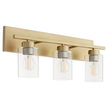 3 Light Bathroom Vanity Light, Aged Brass