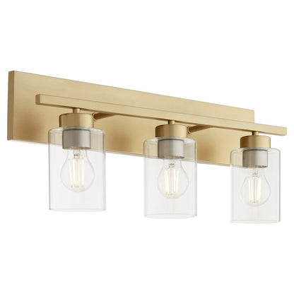 3 Light Bathroom Vanity Light, Aged Brass
