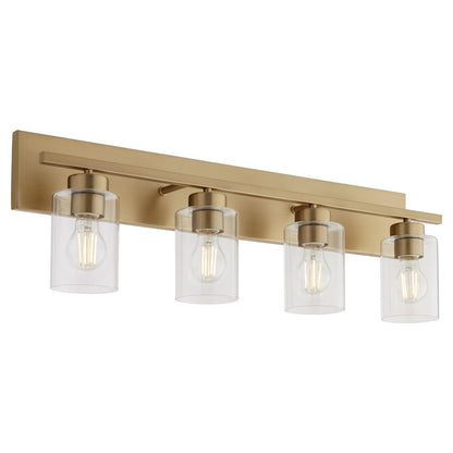4 Light Bathroom Vanity Light, Aged Brass