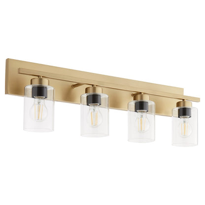 4 Light Bathroom Vanity Light, Aged Brass