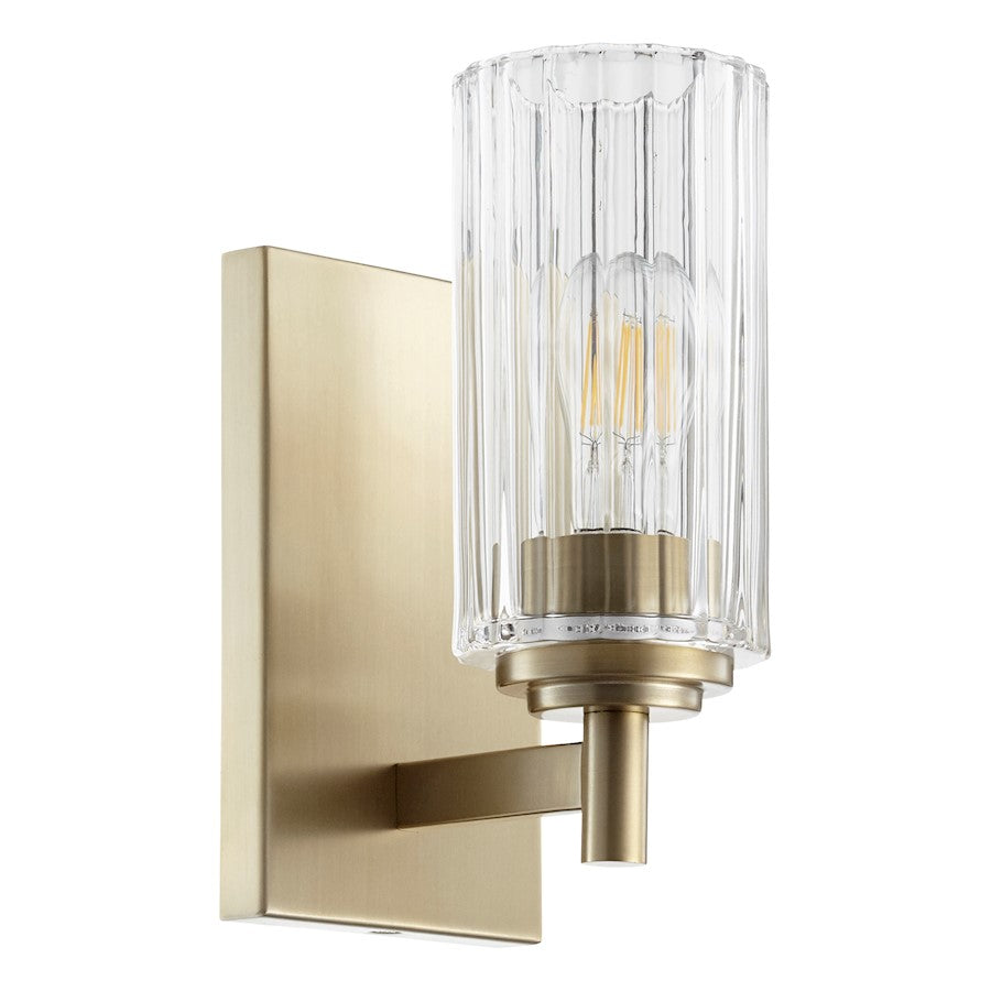 Quorum 1 Light Wall Mount, Aged Brass/Clear