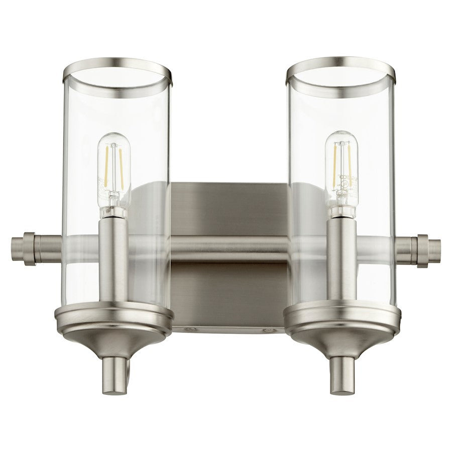 Quorum Collins 2 Light Vanity, Satin Nickel